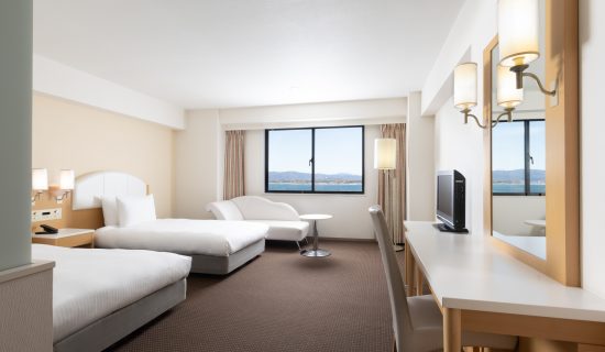 Standard Room: 2 single beds, shower booth